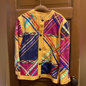 Colorful Women's Jacket with Button Detail
